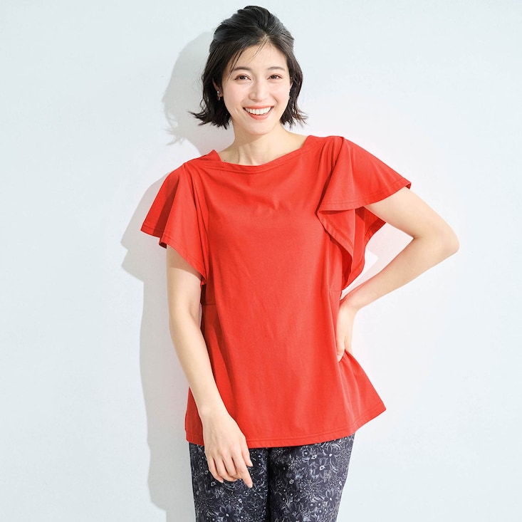 【7月14日までお得】 サラッと快適・二の腕すっきりフレアスリーブTシャツ