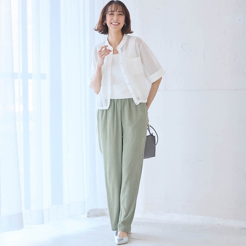 モデル身長169cm／M　※写真は撮影用のため股下+4cmになります。（グレイッシュミント）