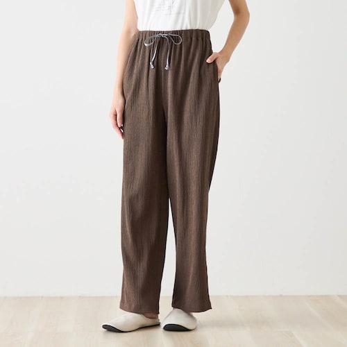 【新色追加】 さらっと軽いシャーリングゆるここパンツ