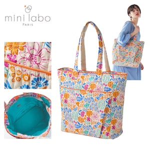 【ミニラボ/mini labo】バカンス気分のファスナー付きキルトバッグ/美しい海岸線 「ミニラボ」