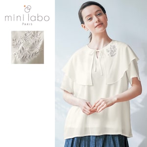 【ミニラボ/mini labo】肌側綿の透けない大きなフリル襟のトップス/田舎の日曜日 「ミニラボ」