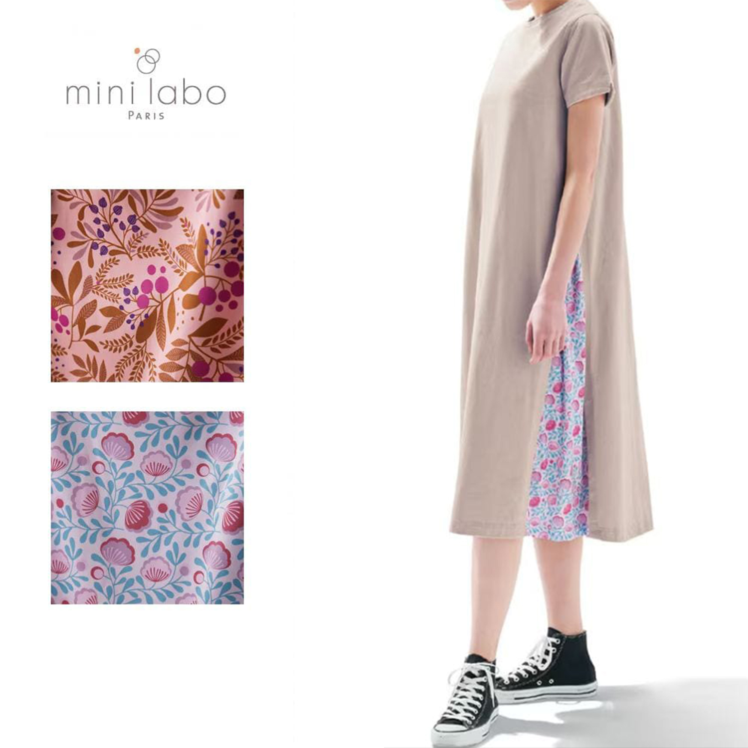 【ミニラボ/mini labo】サイド切替えくつろぎワンピース 「ミニラボ」