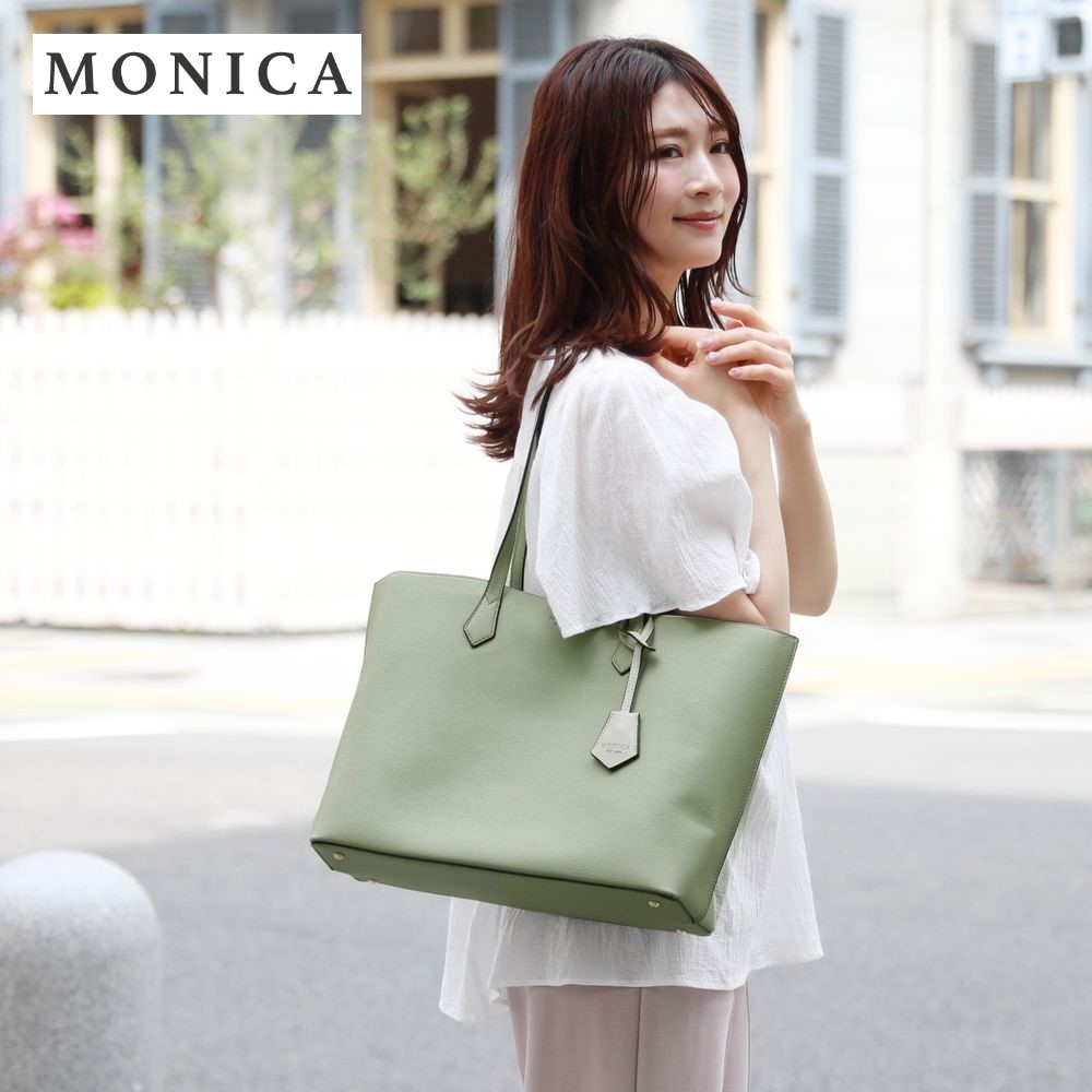 【モニカ/MONICA】チャーム付きバイカラートートバッグ【A4対応】