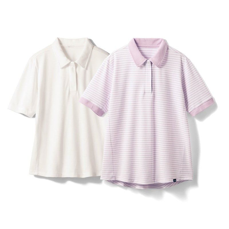 【2枚組】ホワイト×パープルボーダー