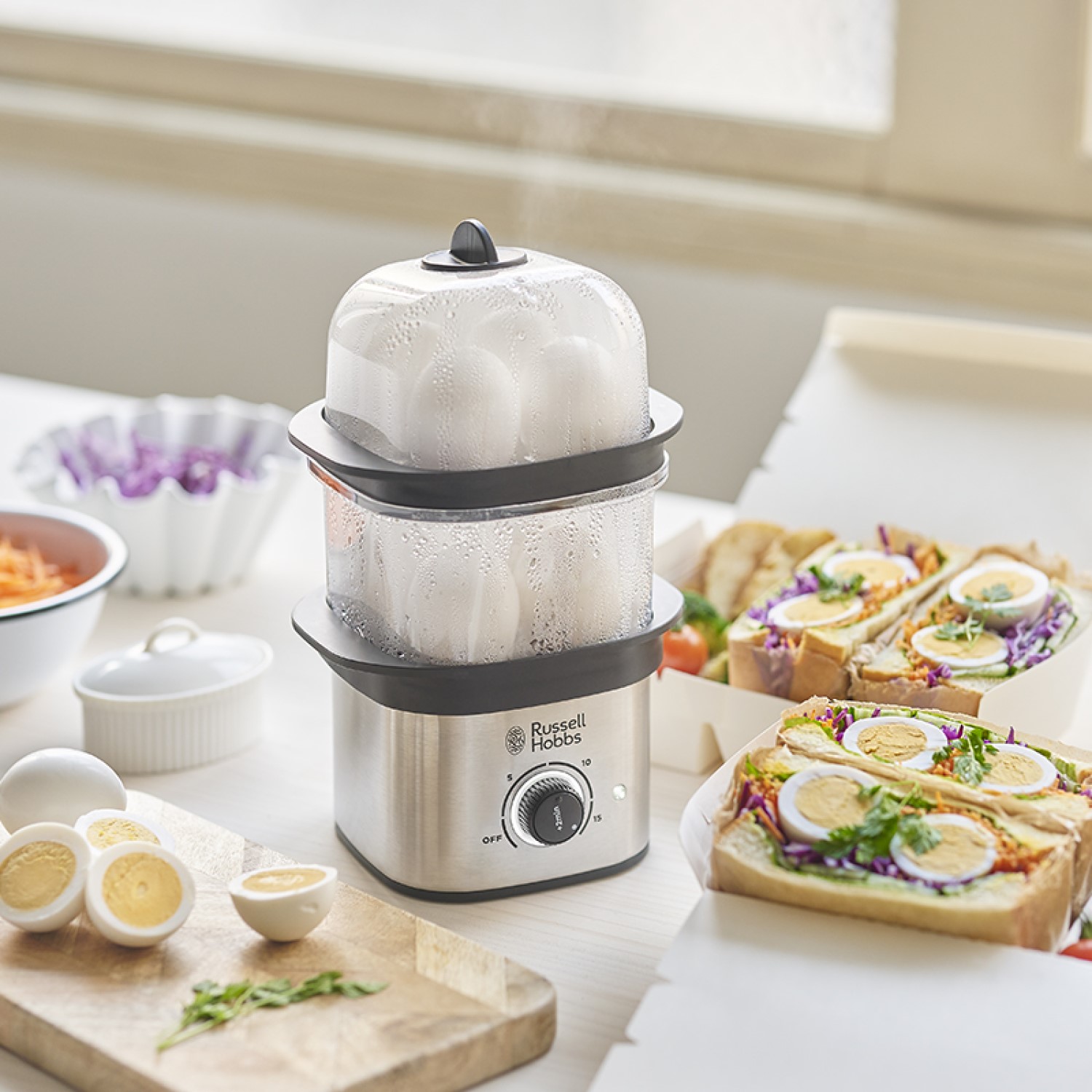 【ラッセルホブス/Russell Hobbs】クイックミニスチーマー 【ゆで卵最大8個自動調理】