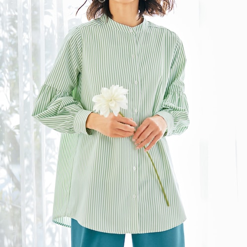 カラーストライプシャツチュニック