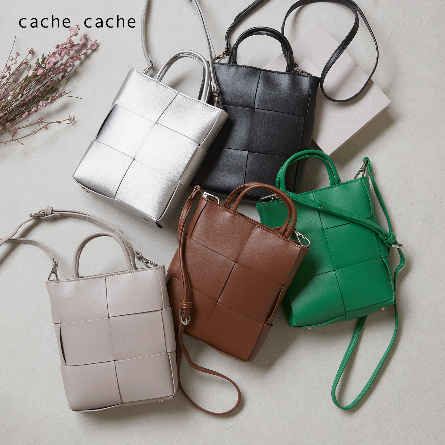 【カシュカシュ/cache cache】メッシュ編みミニショルダーバッグ