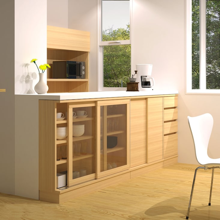 【高さ1cmピッチサイズオーダー】 木目調カウンター下引戸シリーズ ［日本製］＜Sシリーズ＞