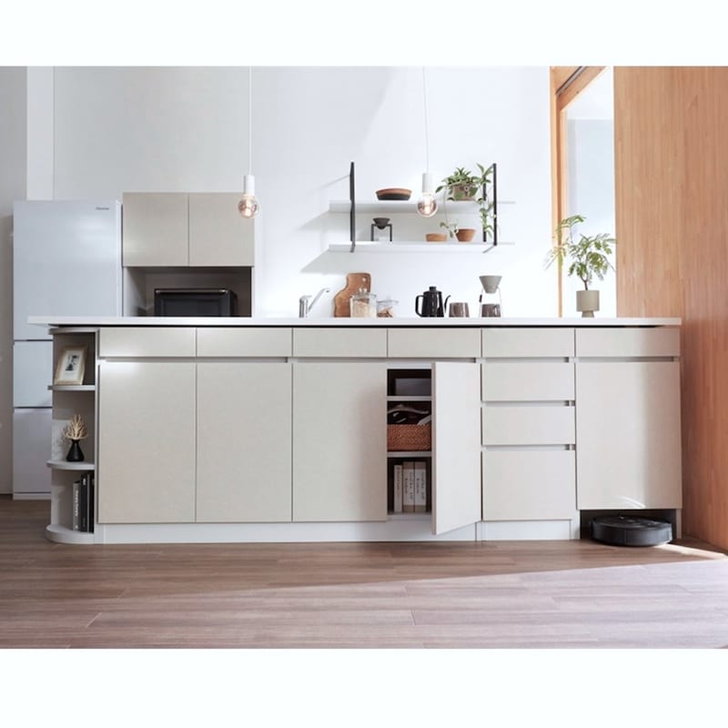 シルクベージュ/キャビネット幅160cm、チェスト、エンドコーナー、配線キャビネット（奥行25cm）