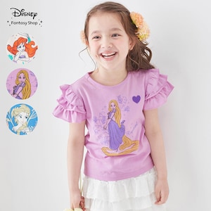 【ディズニー/Disney】【新柄登場】 名札ココ肩3段フリルTシャツ(選べるキャラクター)
