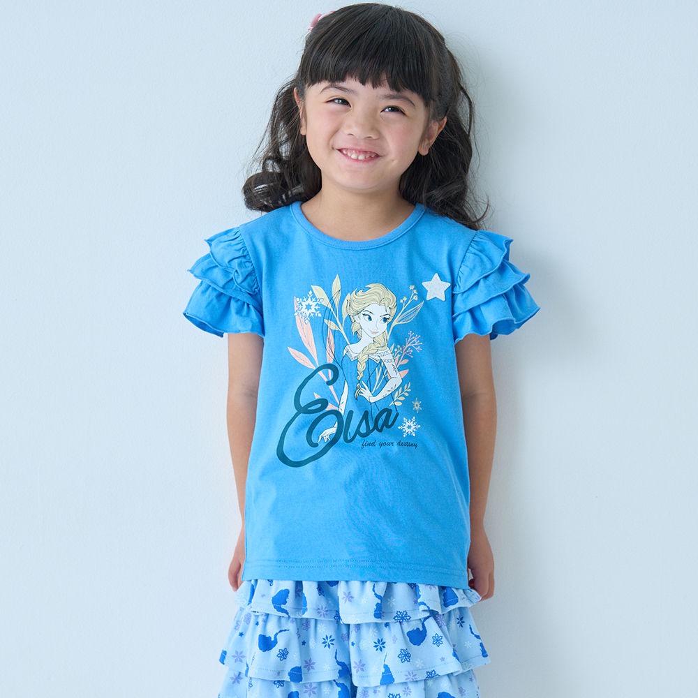 【新柄登場】 名札ココ肩3段フリルTシャツ(選べるキャラクター)(ディズニー/Disney) 【新柄登場】 名札ココ肩3段フリルTシャツ(選べるキャラクター)(ディズニー/Disney)