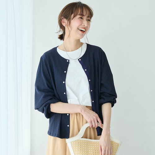 シャーリングカットソーカーディガン【UVカット】