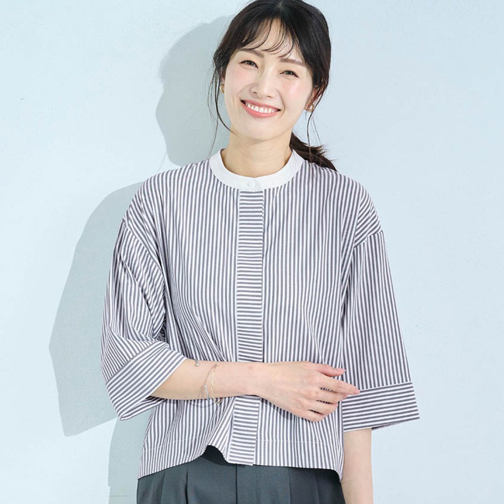 【スタイルノート/StyleNote】シワになりにくいクロップドシャツ