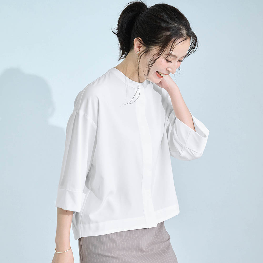 【新色追加】 シワになりにくいクロップドシャツ 【「mi-mollet」に掲載されました(PR)】 【新色追加】 シワになりにくいクロップドシャツ 【「mi-mollet」に掲載されました(PR)】