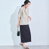モデル身長167cm／M・総丈75cm　※写真は撮影用のため総丈+6cmになります。
