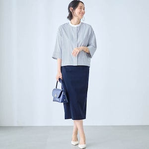モデル身長168cm／M・総丈75cm　※写真は撮影用のため総丈+6cmになります。
