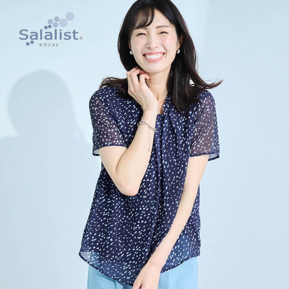 【サラリスト/Salalist】裏サラリスト付きボウタイ風ブラウス【吸水速乾】