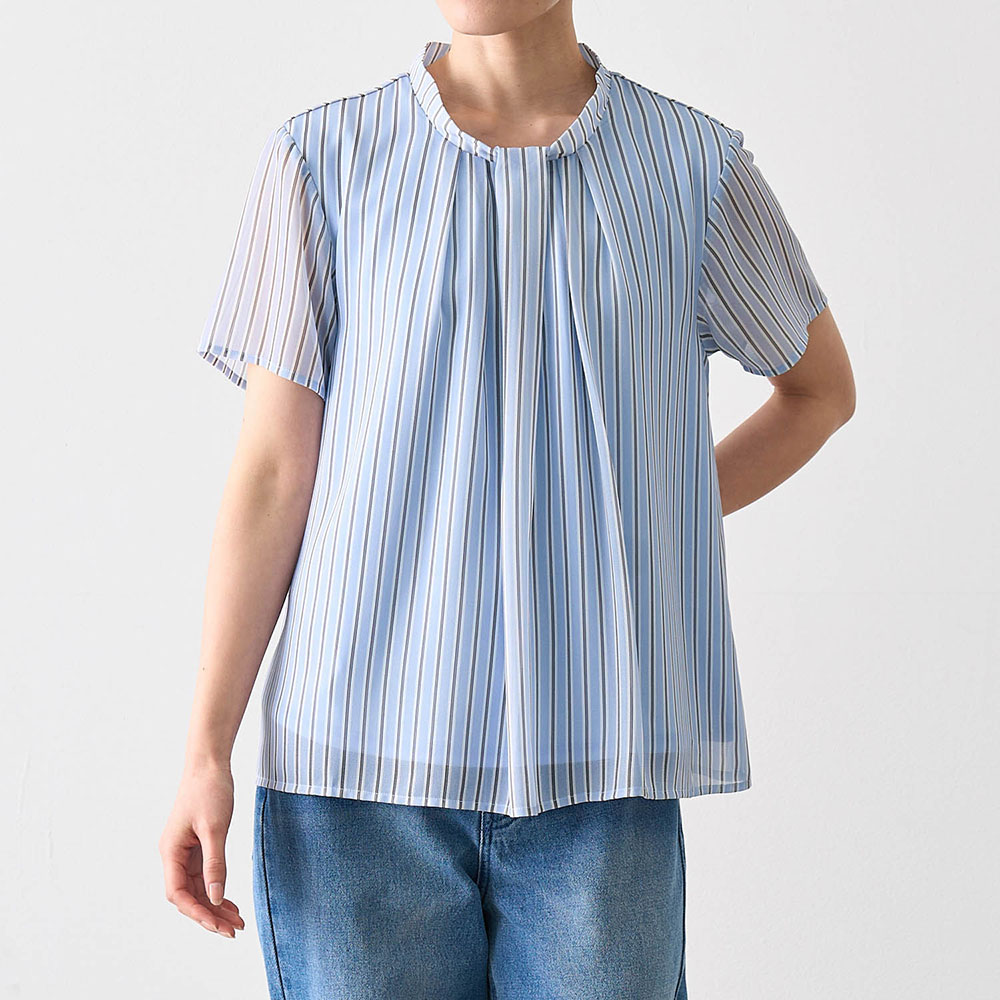 裏サラリスト付きボウタイ風ブラウス【吸水速乾】 裏サラリスト付きボウタイ風ブラウス【吸水速乾】