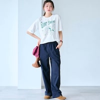 モデル身長166cm／M ※写真は撮影用のため股下+6cmになります。