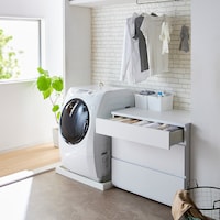 洗濯機横にぴったり合せて、まるで造作チェスト/ソリッドホワイト・幅89×奥行59×高さ80cm