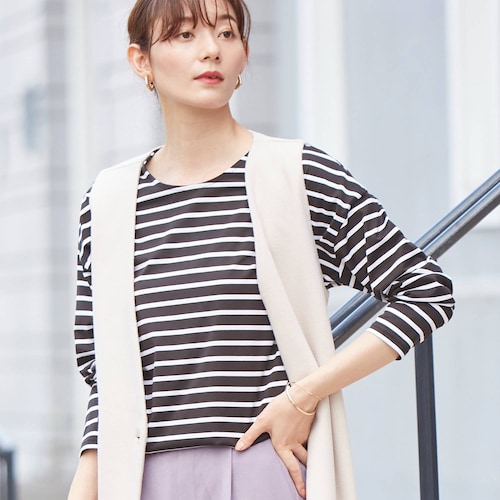 「シンプルにこそ」ボーダーロングTシャツ