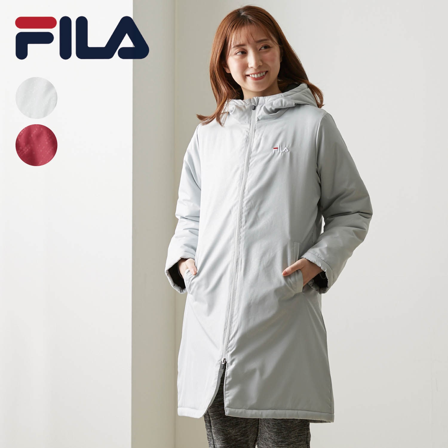 FILA レインコート Lサイズ ファスナー 撥水 ライトグレー - レインコート