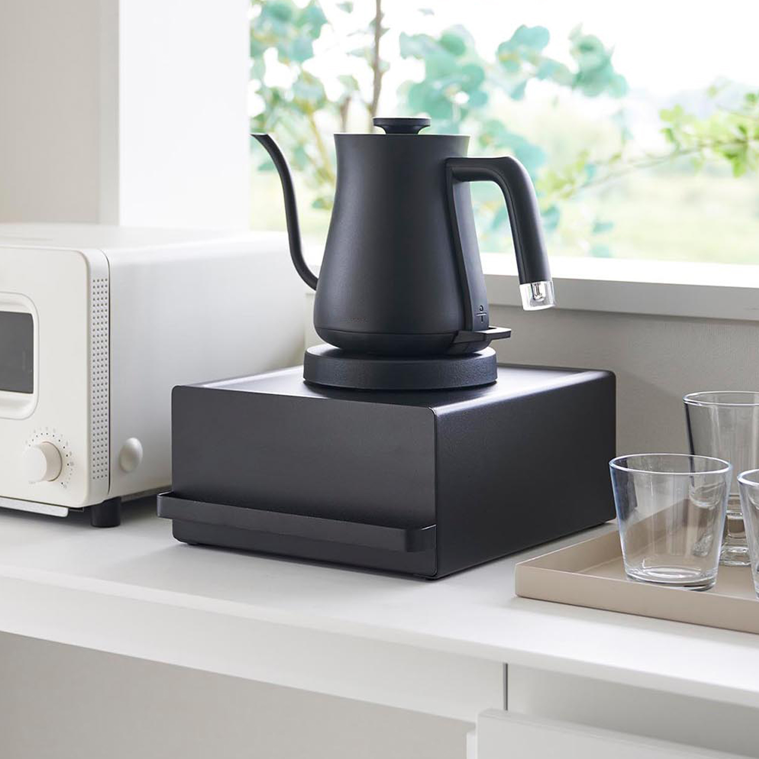 【タワー/tower】引出し付きキッチン家電下収納ラック 【タワー/tower】引出し付きキッチン家電下収納ラック