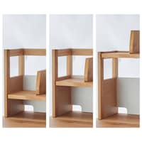 棚部は3段階に高さ調節可。最上段に設置すればA4サイズもしまえます。/上置き