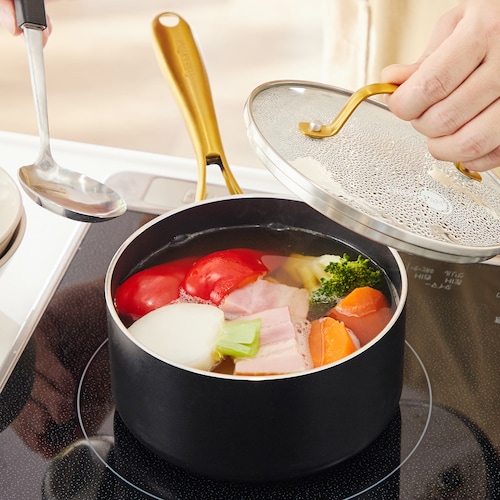 【食洗機使用可】セラミックコーティングの鍋「ストゥディオ」 ＜14cmミルクパン/16cmソースパン/20cmキャセロール＞ 【IH/ガス火対応】