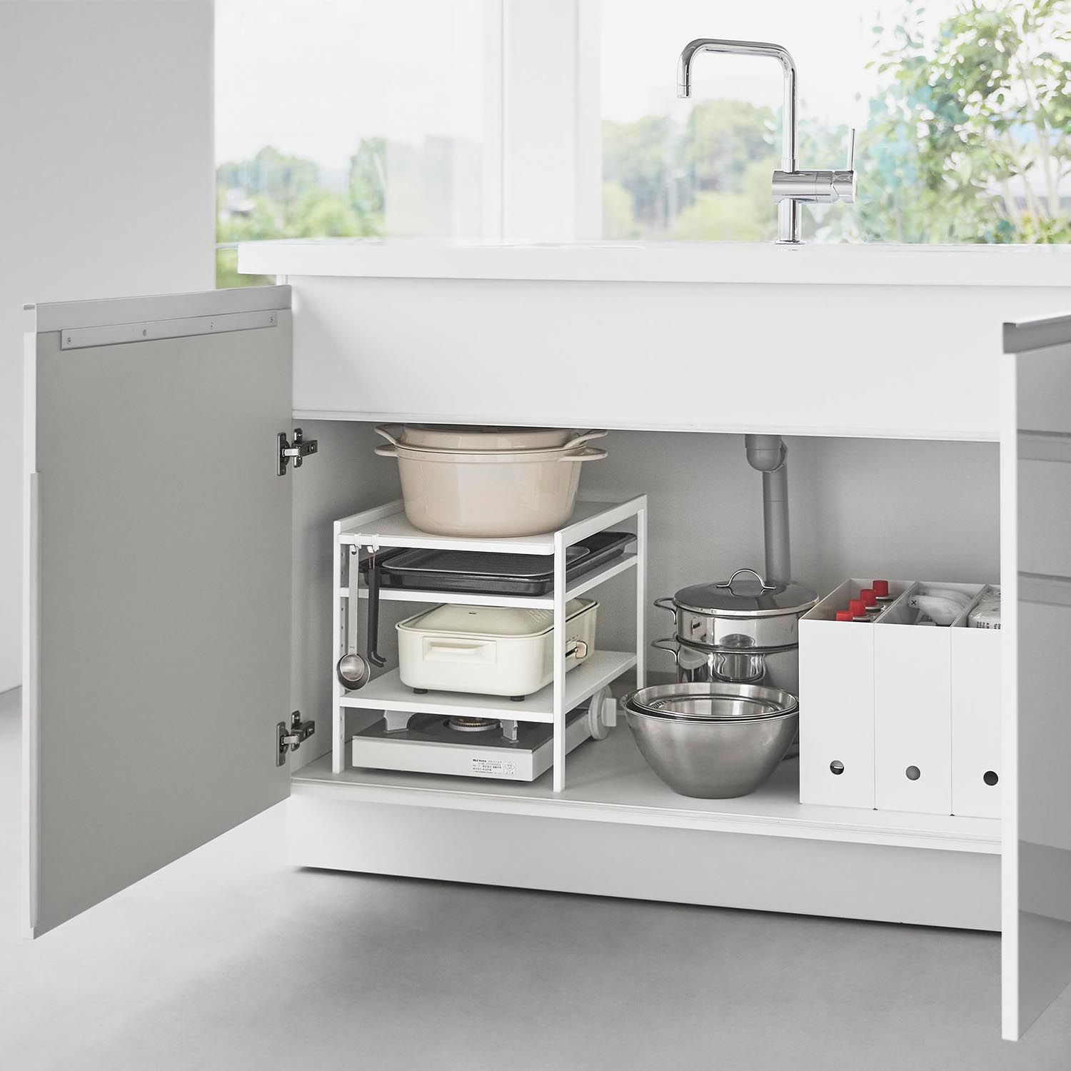 【タワー/tower】高さ調節シンク下ラック 3段 【タワー/tower】高さ調節シンク下ラック 3段