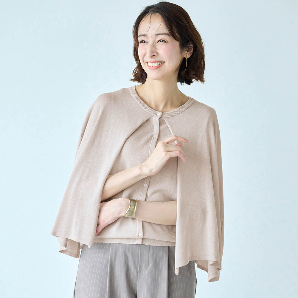 【スタイルノート/StyleNote】涼やかな着心地のケープ風カーディガン