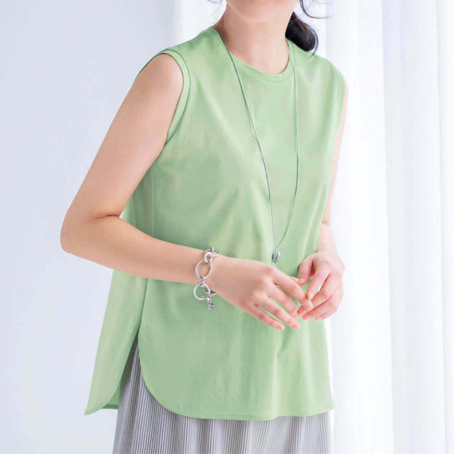 【ベルメゾン】シルケット加工タンクトップ 【接触冷感】