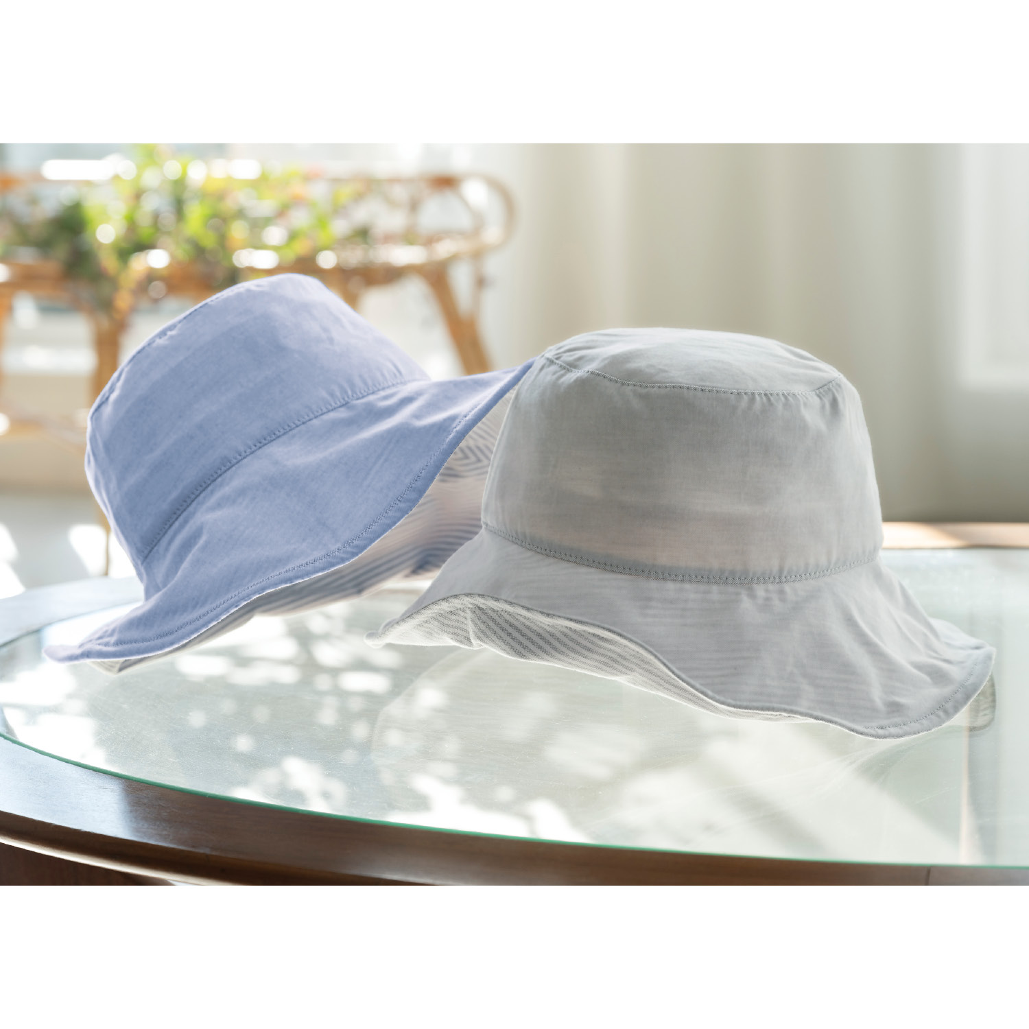 【ベルメゾン】布工房播州織 ツバ広UVハット