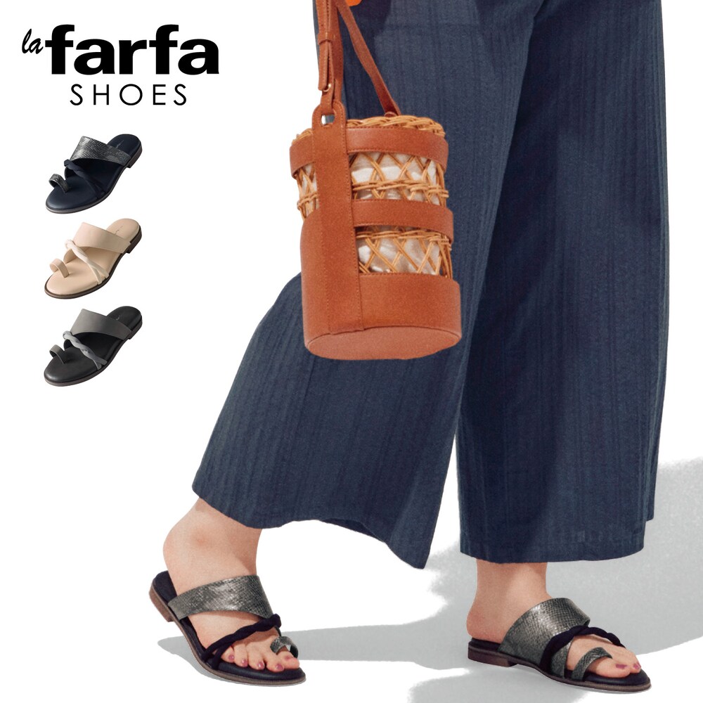 【ラ・ファーファ シューズ/la farfa SHOES】ツイストストラップトングサンダル