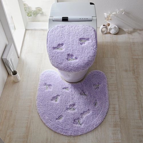 小花柄が可愛らしいトイレマット・フタカバー（単品・セット）