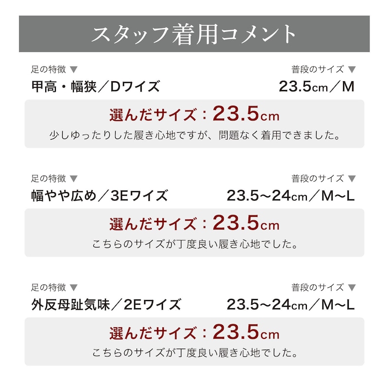 スタッフの着用コメント