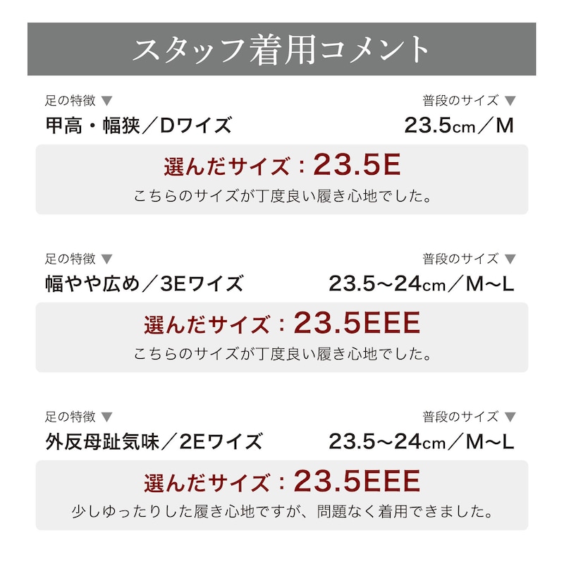スタッフの着用コメント