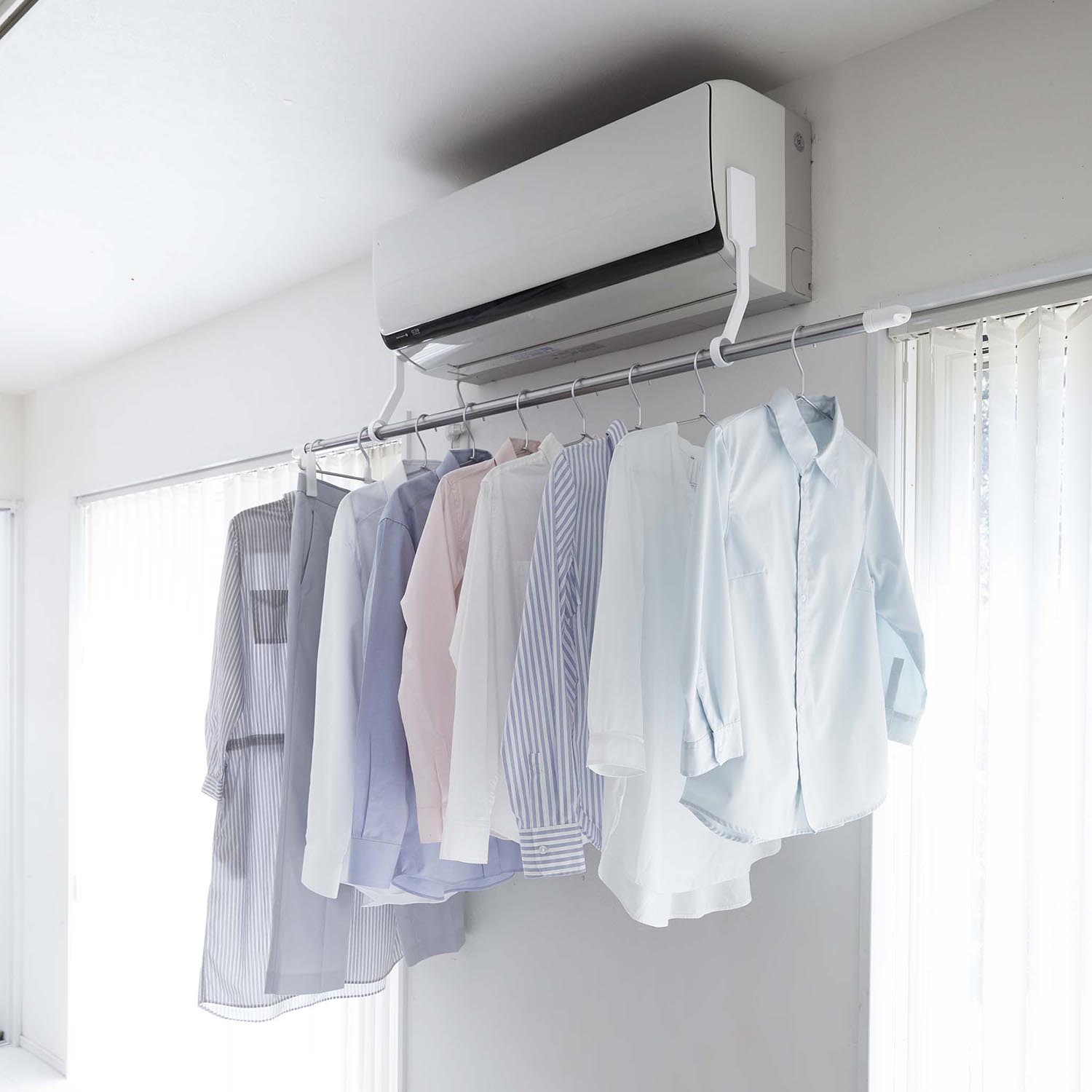 【タワー/tower】フィルムフックエアコン室内物干しポールホルダー 【タワー/tower】フィルムフックエアコン室内物干しポールホルダー