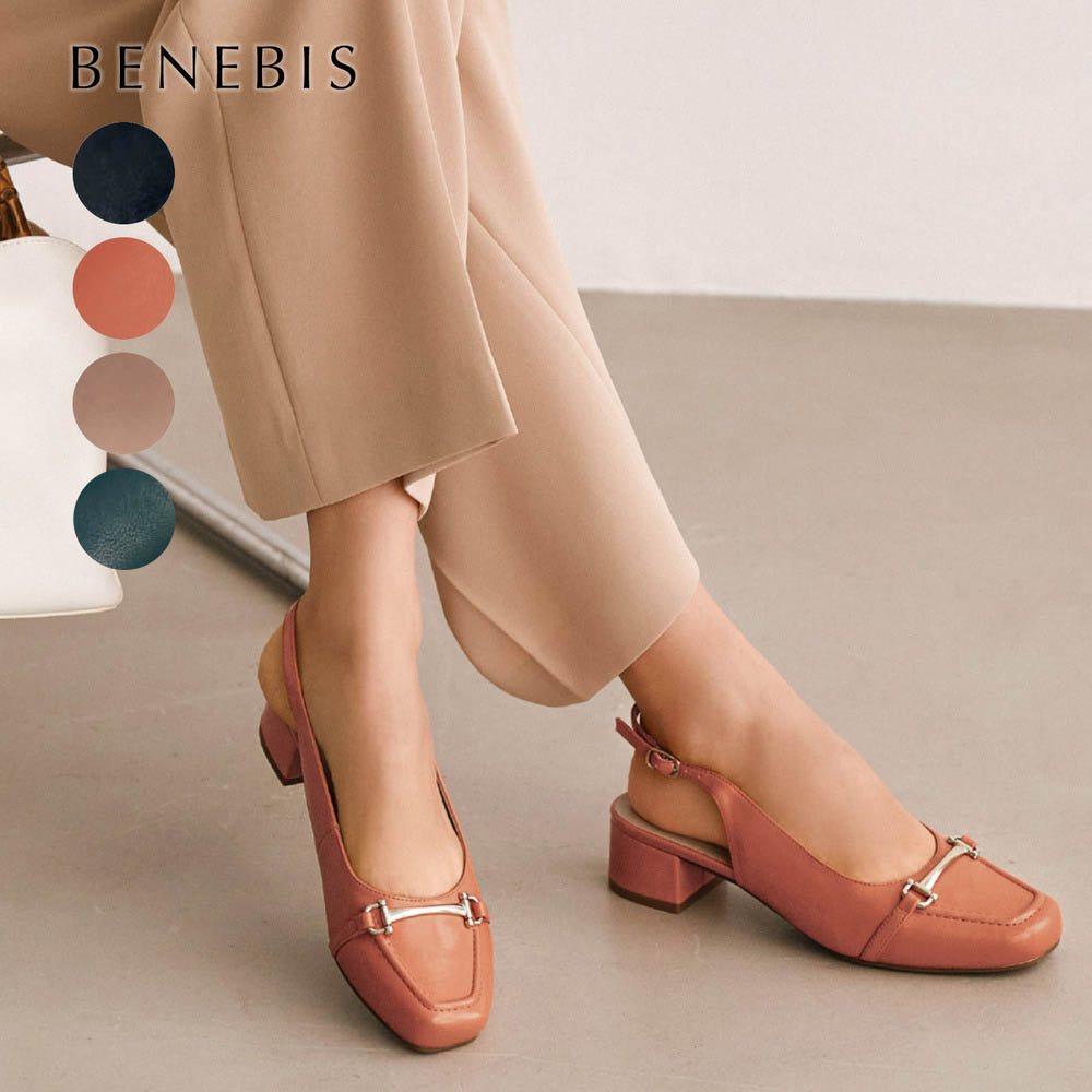 【ベネビス/BENEBIS】エレガントオブリークバックストラップパンプス