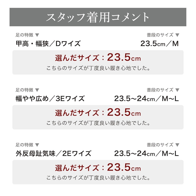 スタッフの着用コメント