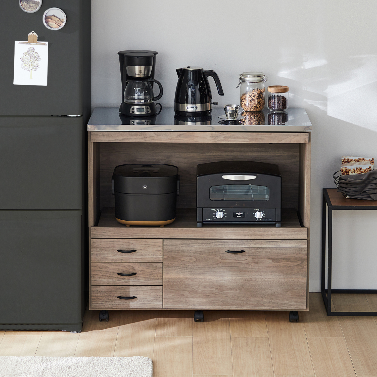 【ベルメゾン】ステンレス天板のグレーカラーキッチンカウンター 【ベルメゾン】ステンレス天板のグレーカラーキッチンカウンター