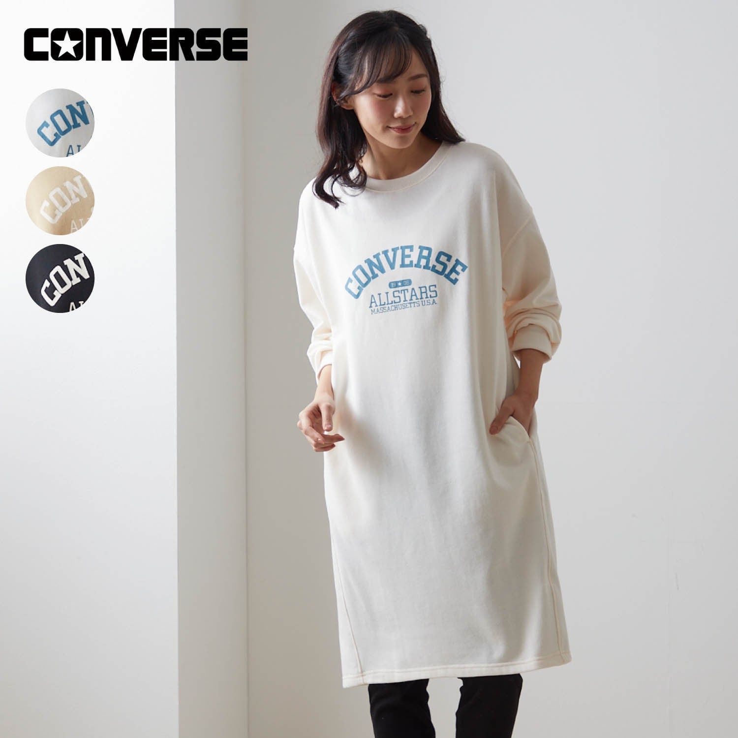 ロゴ入り裏毛カットソーワンピース(コンバース/CONVERSE)｜通販の