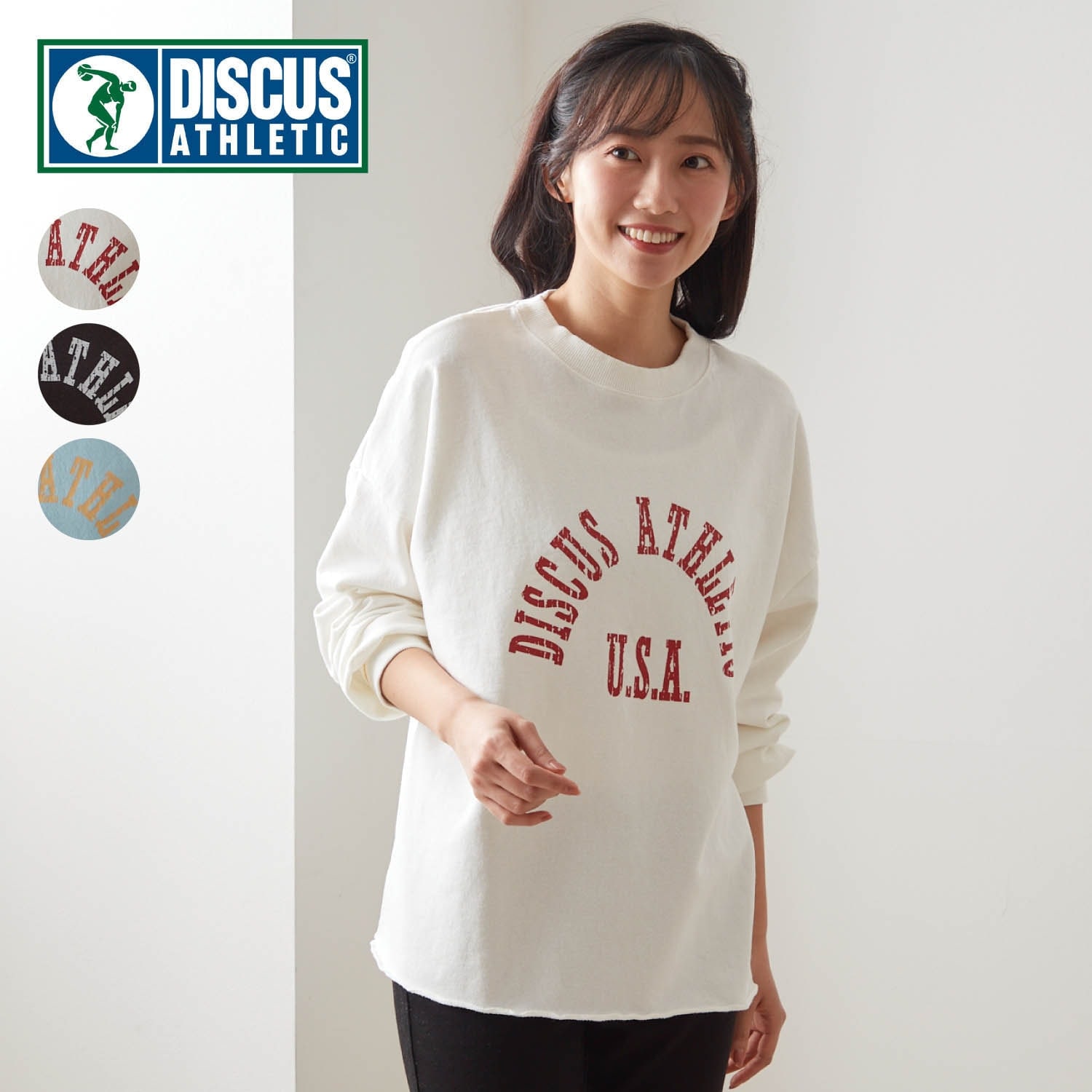 【ディスカス/DISCUS】ロゴプリントコットン裏毛Tシャツ