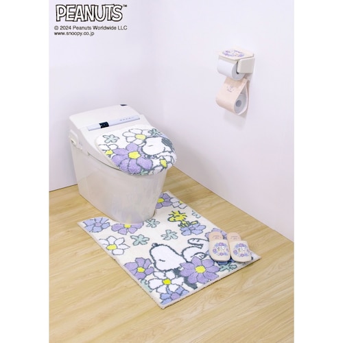 トイレマット・フタカバー／花いっぱい「スヌーピー」