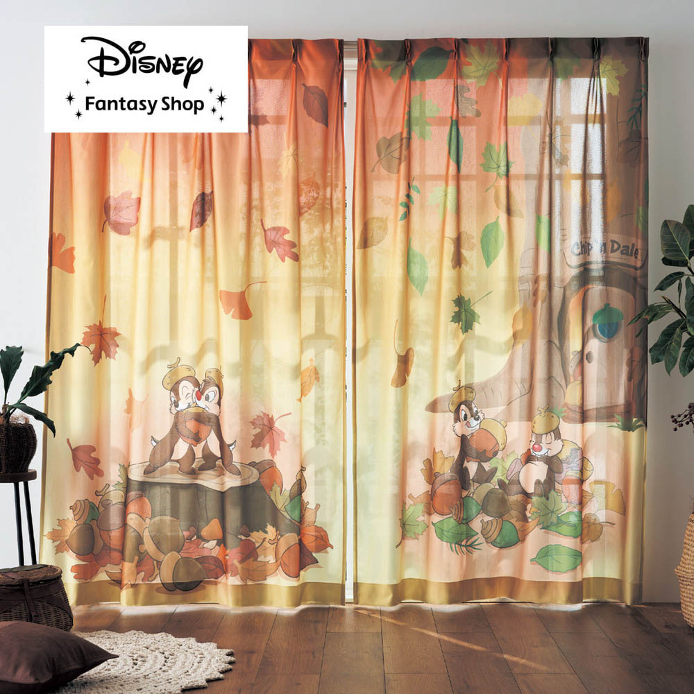 【ディズニー/Disney】一枚絵のようなUVカット・遮熱・ミラーレースカーテン「チップ & デール」 【ディズニー/Disney】一枚絵のようなUVカット・遮熱・ミラーレースカーテン「チップ & デール」