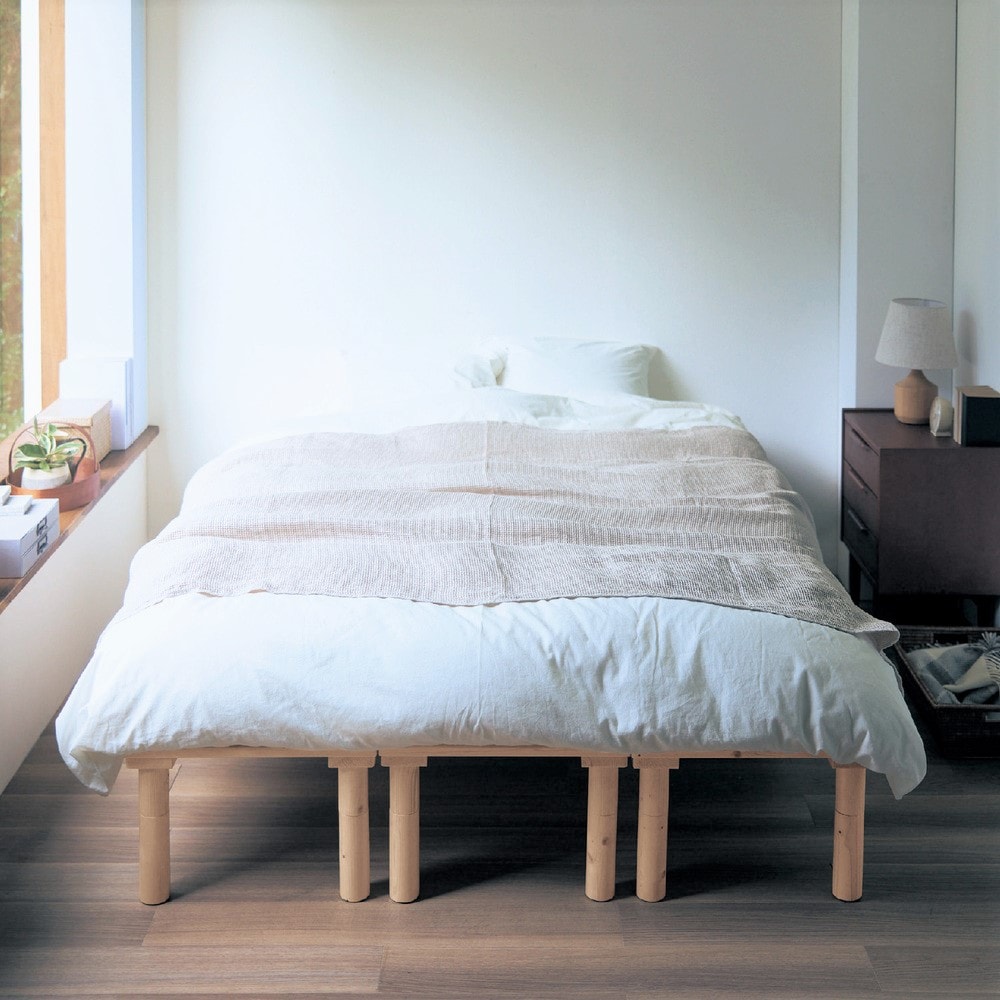 【定価4万】作家さんの一点物 ベルベットのコサージュ2個セット 国産ひのきの高さ調整式コンセント付き床板すのこベッド［日本製