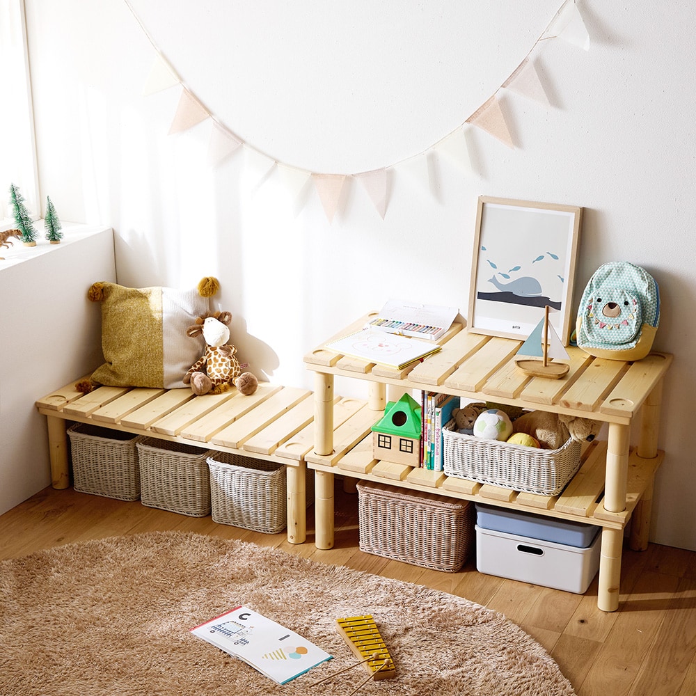 3枚使用／ベンチとラックとして、設置場所を分けても使用できます