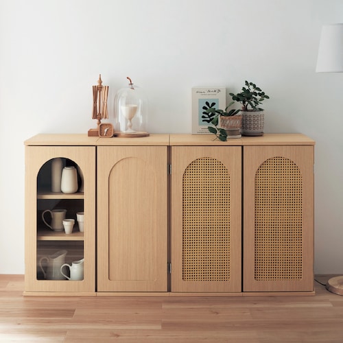 組み合わせて使えるアーチ型デザインのユニットキャビネット