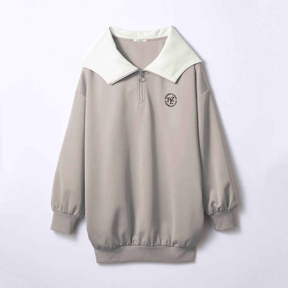 バイカラーハーフジップフーディミニワンピース 【子供服 長袖