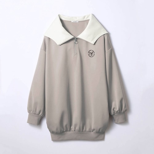 バイカラーハーフジップフーディミニワンピース 【子供服 長袖】